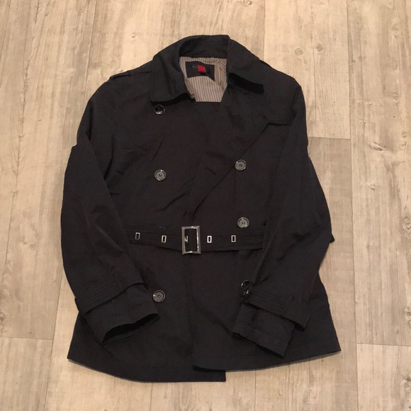 Gallery Black Nylon Short Trench Coat - Picture 1 of 5